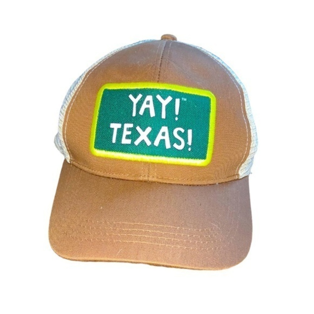 Yay! Texas! Brown and Cream/Tan Trucker Hat Adjustable One Size Fits All